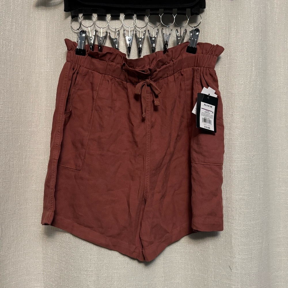 Girls Casual Drawstring Shorts - Rust
